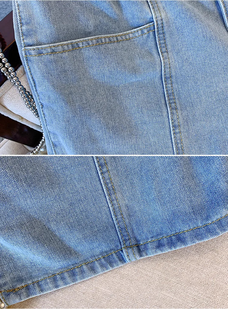 New Ladies Summer Plus Size hot pants For Women Large Size Loose Blue Cotton Pocket Denim Shorts 3XL 4XL 5XL 6XL 7XL