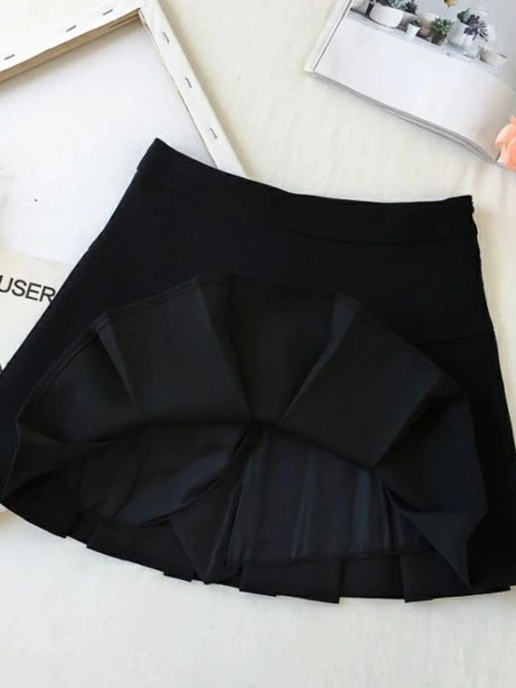 ZOKI Vintage Gray Pleated Skirt Women Kawaii High Waist Mini Skirts Korean Fashion School Uniform Harajuku Streetwear Spring