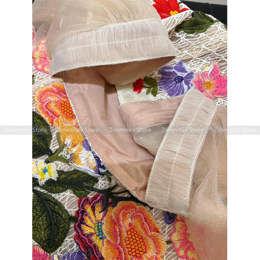 Vietnam niche design three-dimensional flowers embroidery dress one-line collar Slim thin wide halter dresses