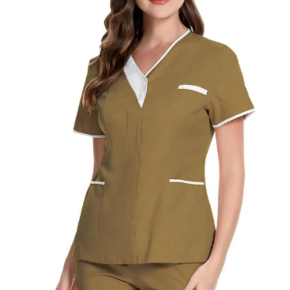 2024 New Hospital Hand Washing Clothes Tops Pure Cotton Skin Friendly Nursing Work Clothes Tops Waiter Uniform Work Clothes