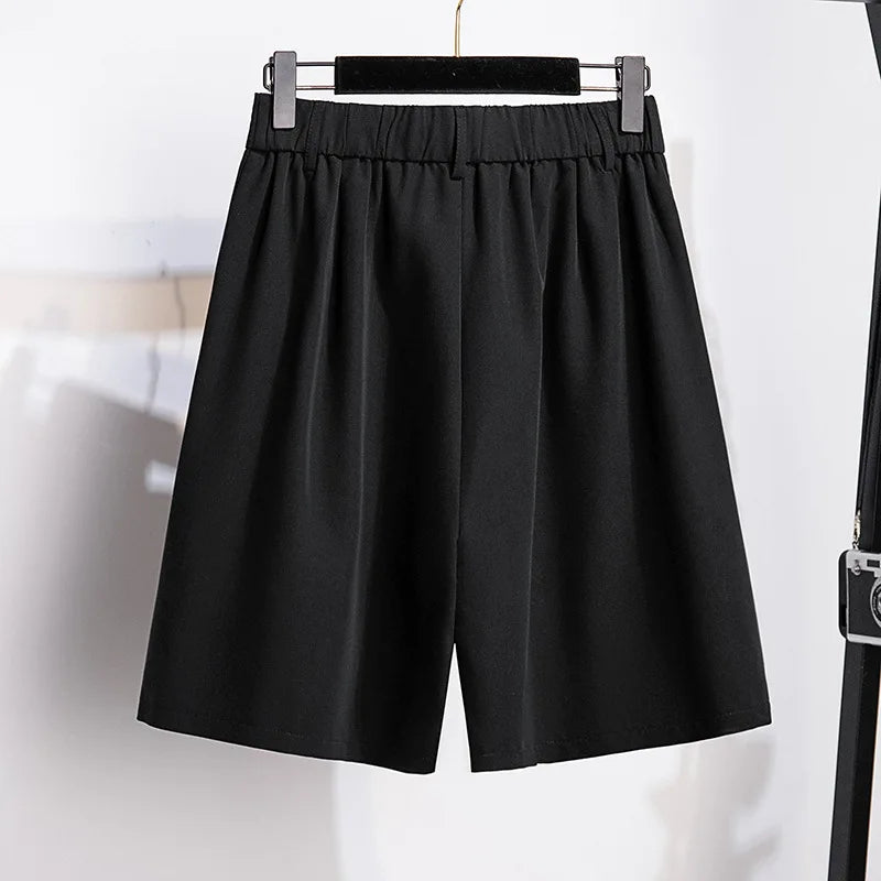 New Ladies Summer Plus Size Shorts For Women Large Loose Casual Wide Leg diamonds Black Shorts 3XL 4XL 5XL 6XL 7XL