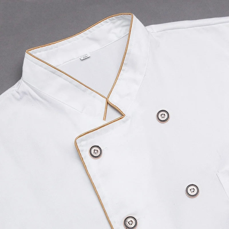 New Arrival Short Sleeve Kitchen Cooker Working Uniform Chef Jacket Double Breast Waiter Waitress Coat Cooking Clothes