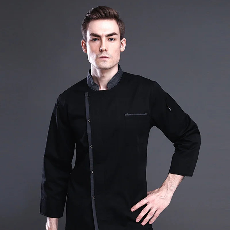 Chef Jacket Men Women Long Sleeve Kitchen Cook Coat Restaurant Clothes Pastry Bakery Waiter Uniform