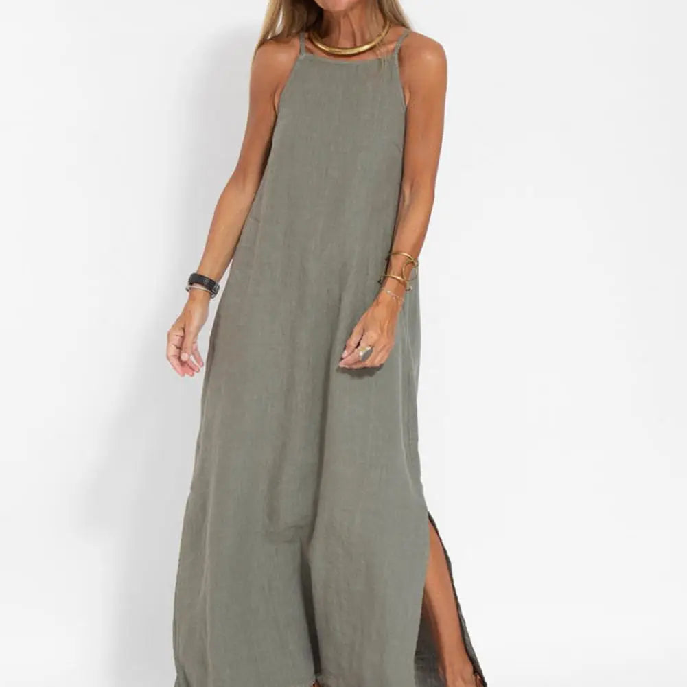 Lady Long Dress Stylish Shoulderless Maxi Dress Ankle Length Soft Casual with Side Split for Summer Summer Beach Dress