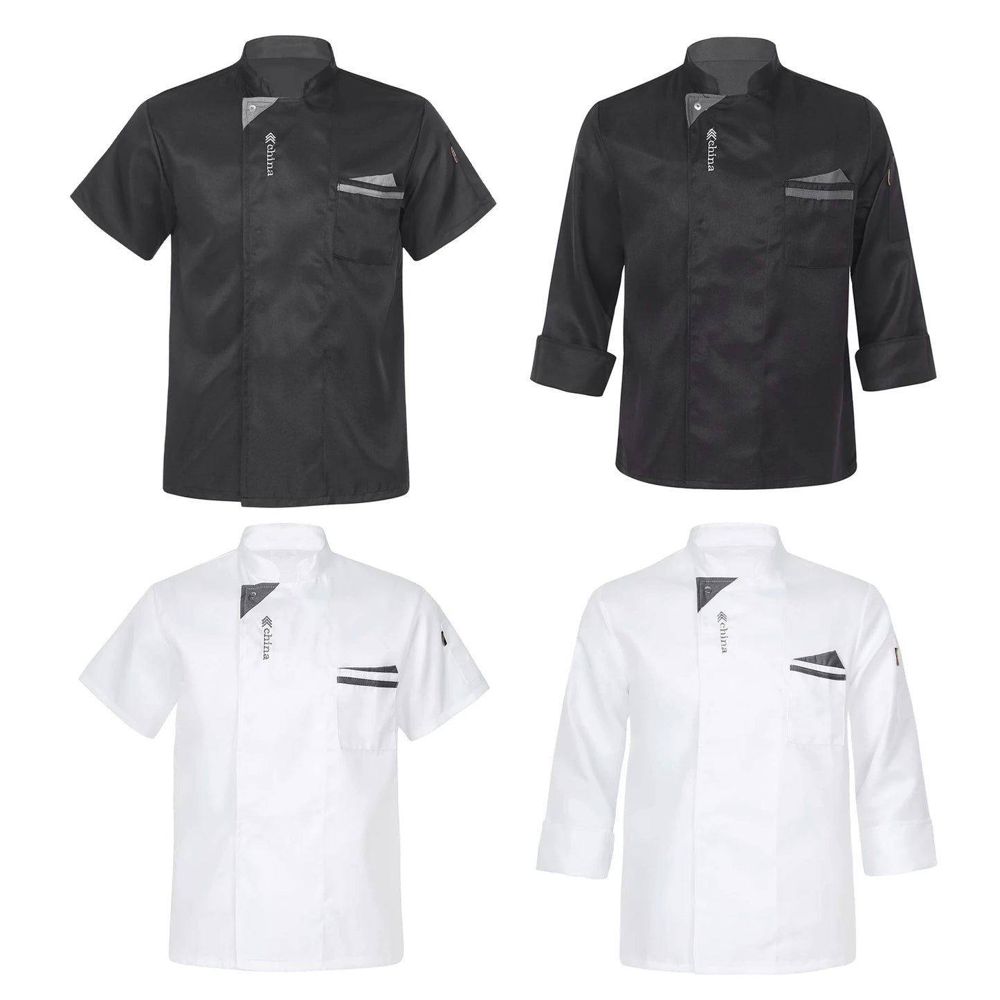 Chef Jacket for Men Women Short Sleeve Long Sleeve Cook Shirt Bakery with Pockets Restaurant Waiter Uniform Kitchen Work Clothes