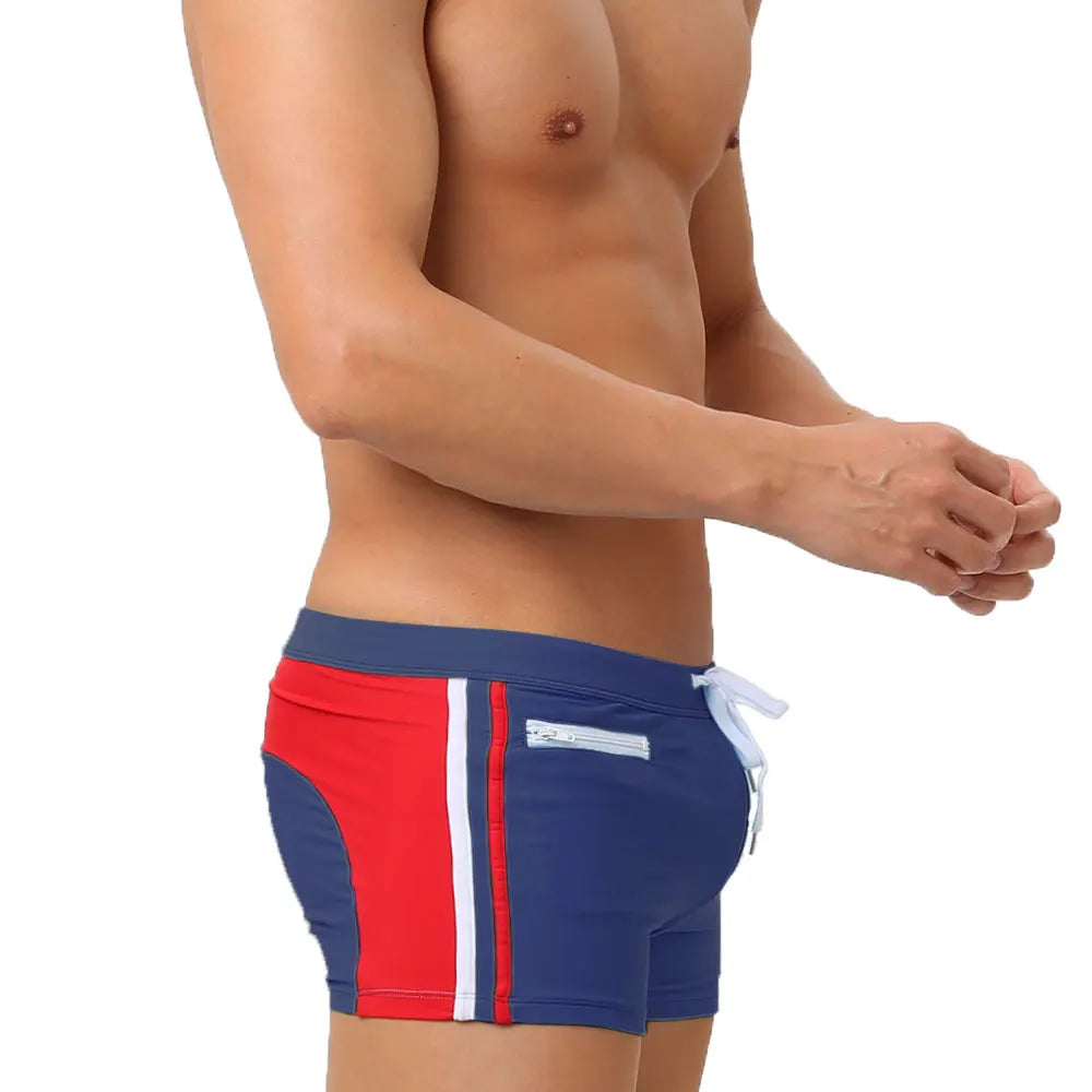 Mens Swimwear With Push-Up Swimming Trunks Boxer With Pocket Hi-Q Sexy Men Breathable Swim Suit Speed Beach Shorts sunga