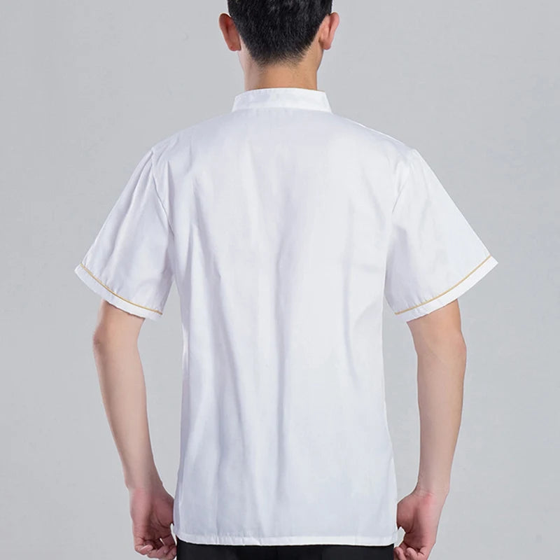 New Arrival Short Sleeve Kitchen Cooker Working Uniform Chef Jacket Double Breast Waiter Waitress Coat Cooking Clothes