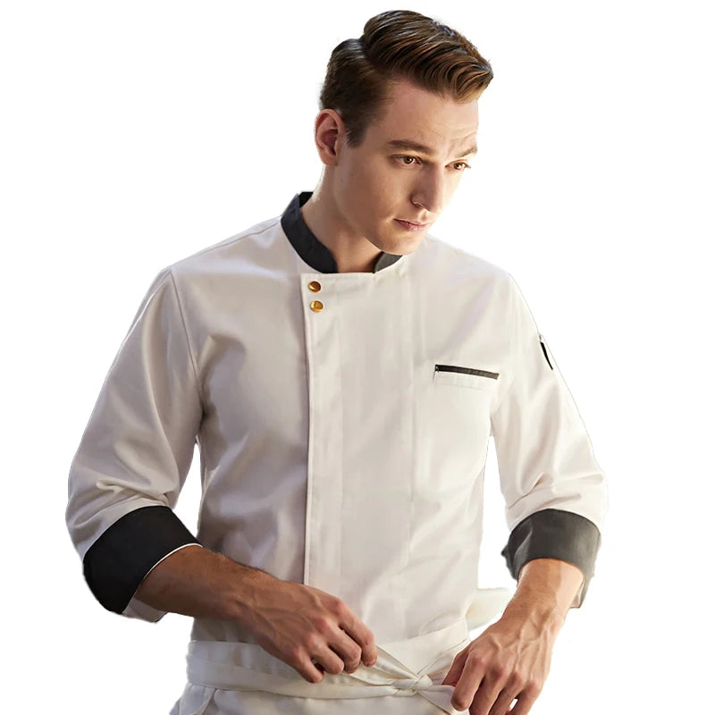 Long Sleeve Chef Clothes Uniform Restaurant Kitchen Cooking Men's Chef Coat Waiter Work Jackets Professional Uniform Overalles
