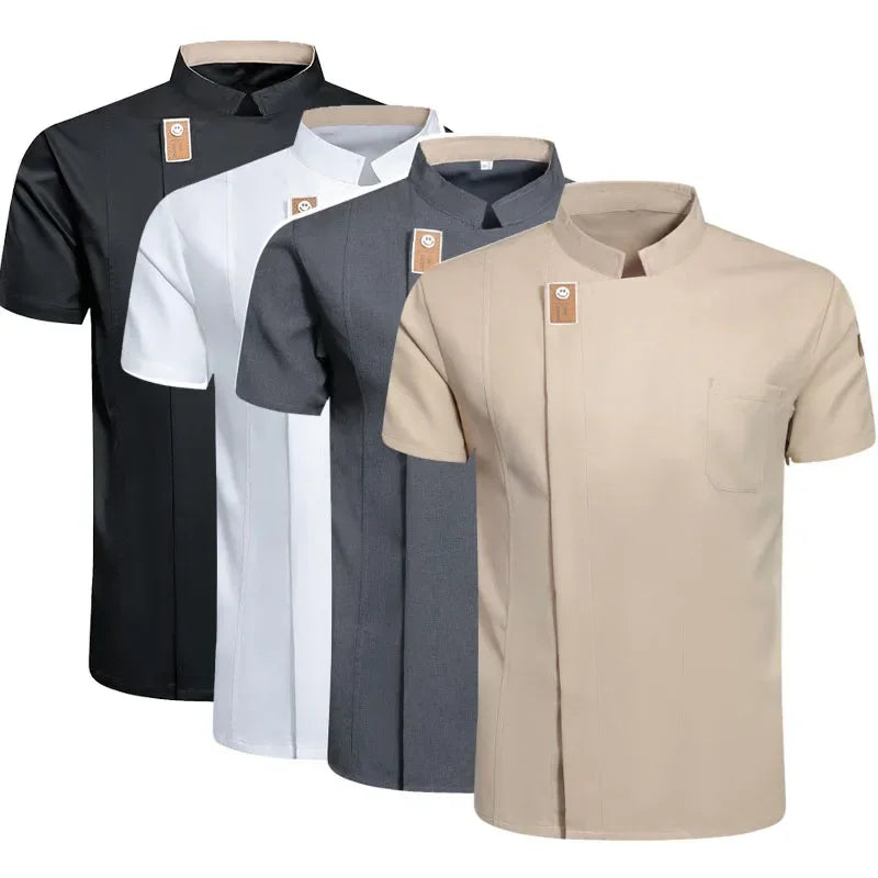 Solid Shirt Men Uniform for Chef Tops Jackets Short Bakery Sleeve Cook Waitress Restaurant Long New Waiter Women