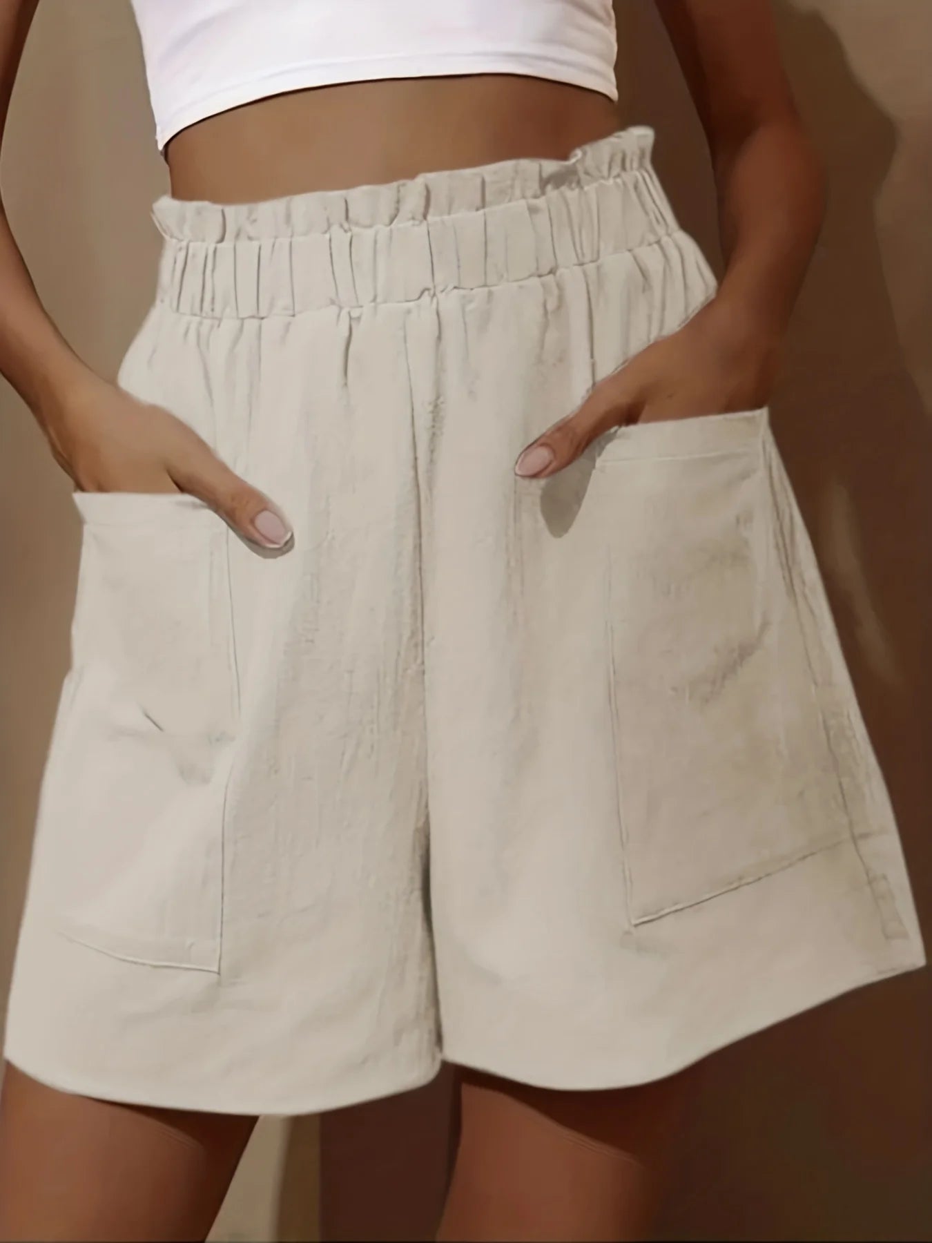 Plus Size Woven Women's Shorts Pocket Fungus Edge Loose Pants Short
