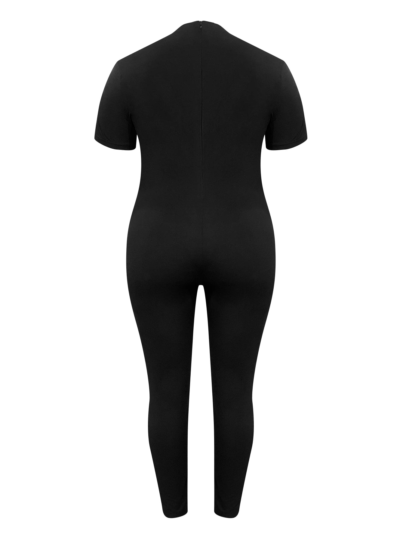 LW Plus Size Round Neck Skinny Jumpsuit Women One Piece Plain Basic Sheath Body-shaping Stretchy Simple Bodysuits