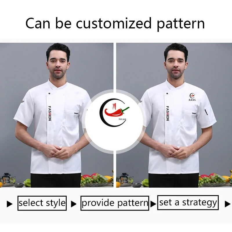 Chef Uniform Hotsale Short Sleeved Coat Breathable Kitchen Cooking Jacket Restaurant Hotel Barber Shop Waiter Work Shirt Unisex