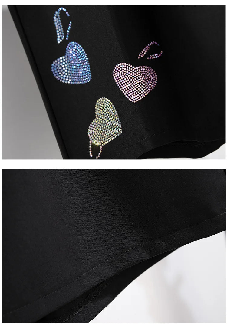 New Ladies Summer Plus Size Shorts For Women Large Loose Casual Wide Leg diamonds Black Shorts 3XL 4XL 5XL 6XL 7XL