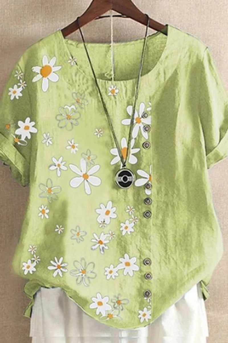 2024 Women's New Summer Fashion Casual Loose Round Neck Printed T-shirt Short Sleeve Top Loose Shirt Plus Size Available