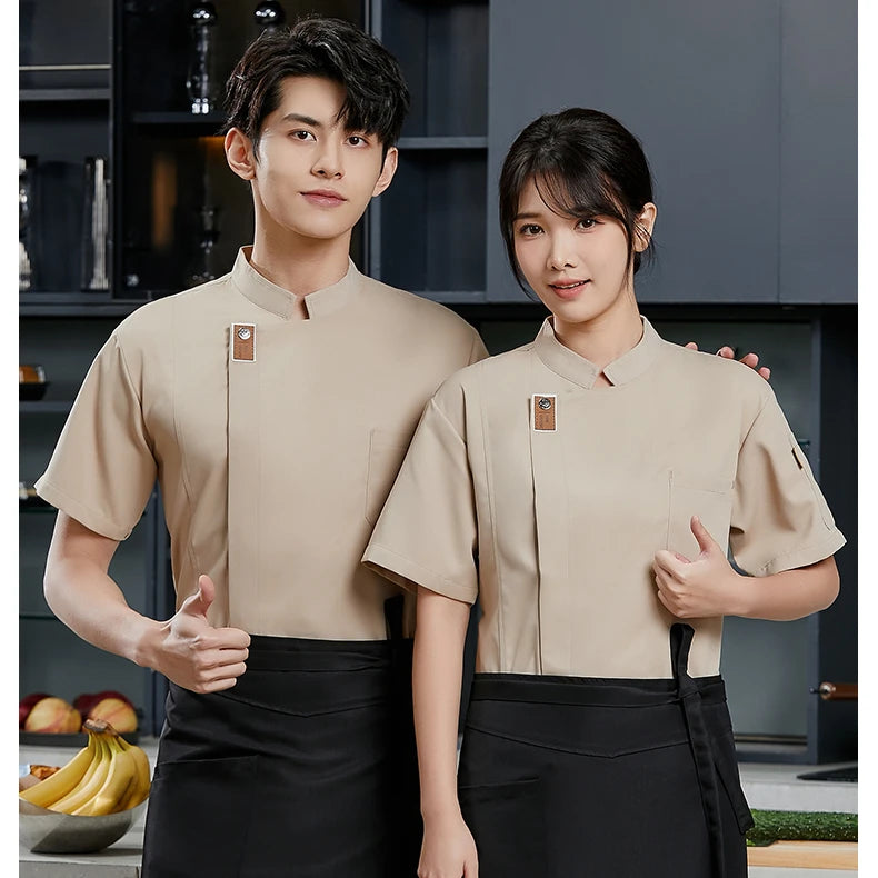 Restaurant Waiter Work Uniform for Catering Chefs Chef Work Uniform,Short Sleeved Restaurant Kitchen Uniform
