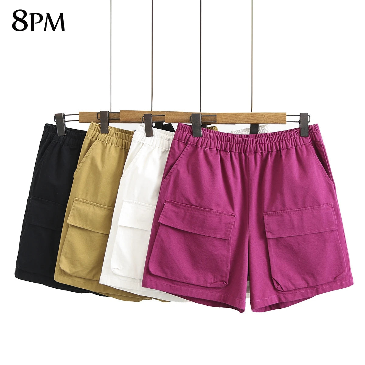 Women's Plus Size Cargo Shorts Comfy Relaxed-fit Elastic Waist Cargo Bermuda Short With Pockets 2XL ouc1545