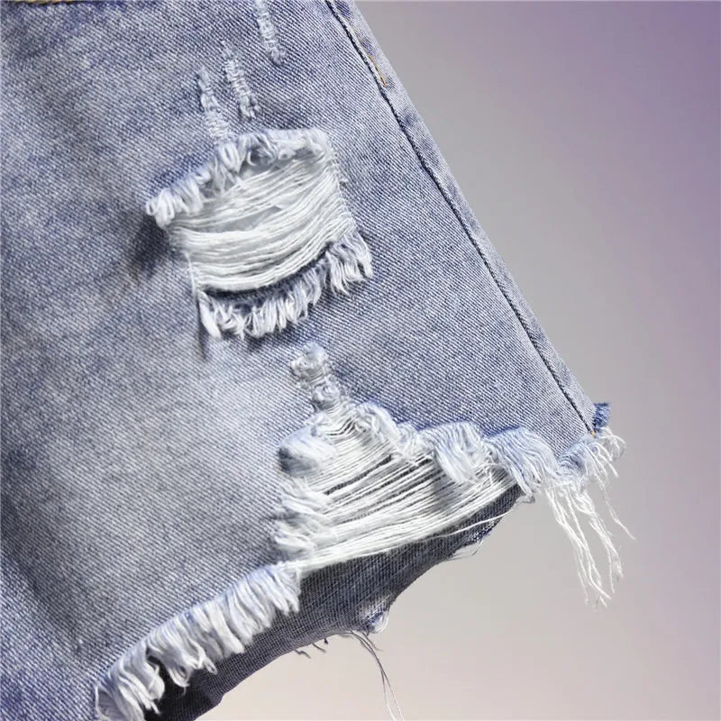 Plus Size 3XL 4XL 5XL Sexy Hot Denim Short For Women High Waist Tassel Ripped Jean New Summer Clothing Female Free Shipping
