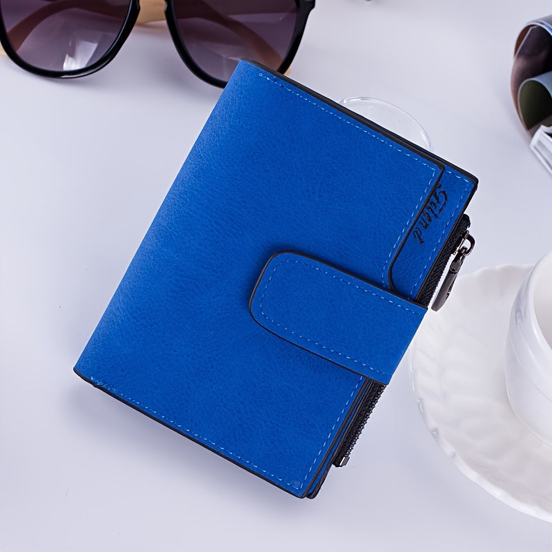 Vintage Solid Color Short Wallet, All-Match Clutch Coin Purse, Classic Credit Card Holder