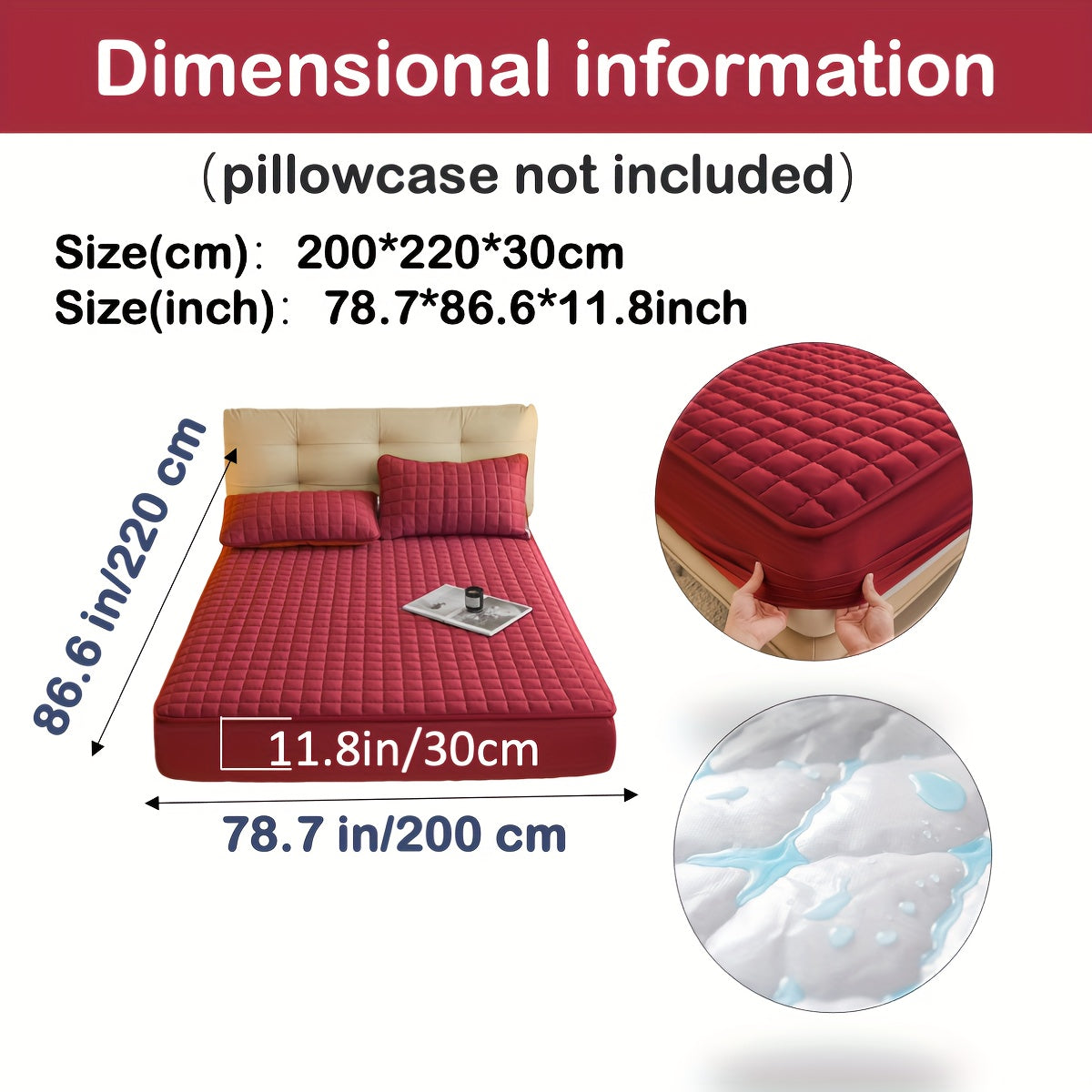 1pc Deluxe Hypoallergenic Mattress Protector - Deep Pocket, Quilted, Waterproof and Soft, for Comfortable Sleep in Bedroom or Guest Room