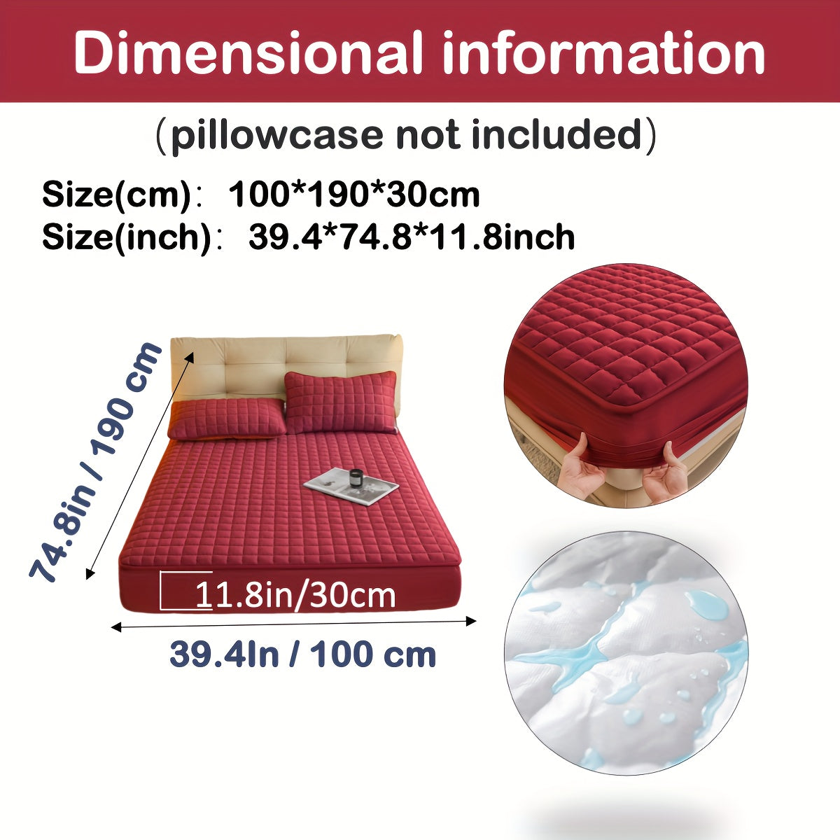 1pc Deluxe Hypoallergenic Mattress Protector - Deep Pocket, Quilted, Waterproof and Soft, for Comfortable Sleep in Bedroom or Guest Room