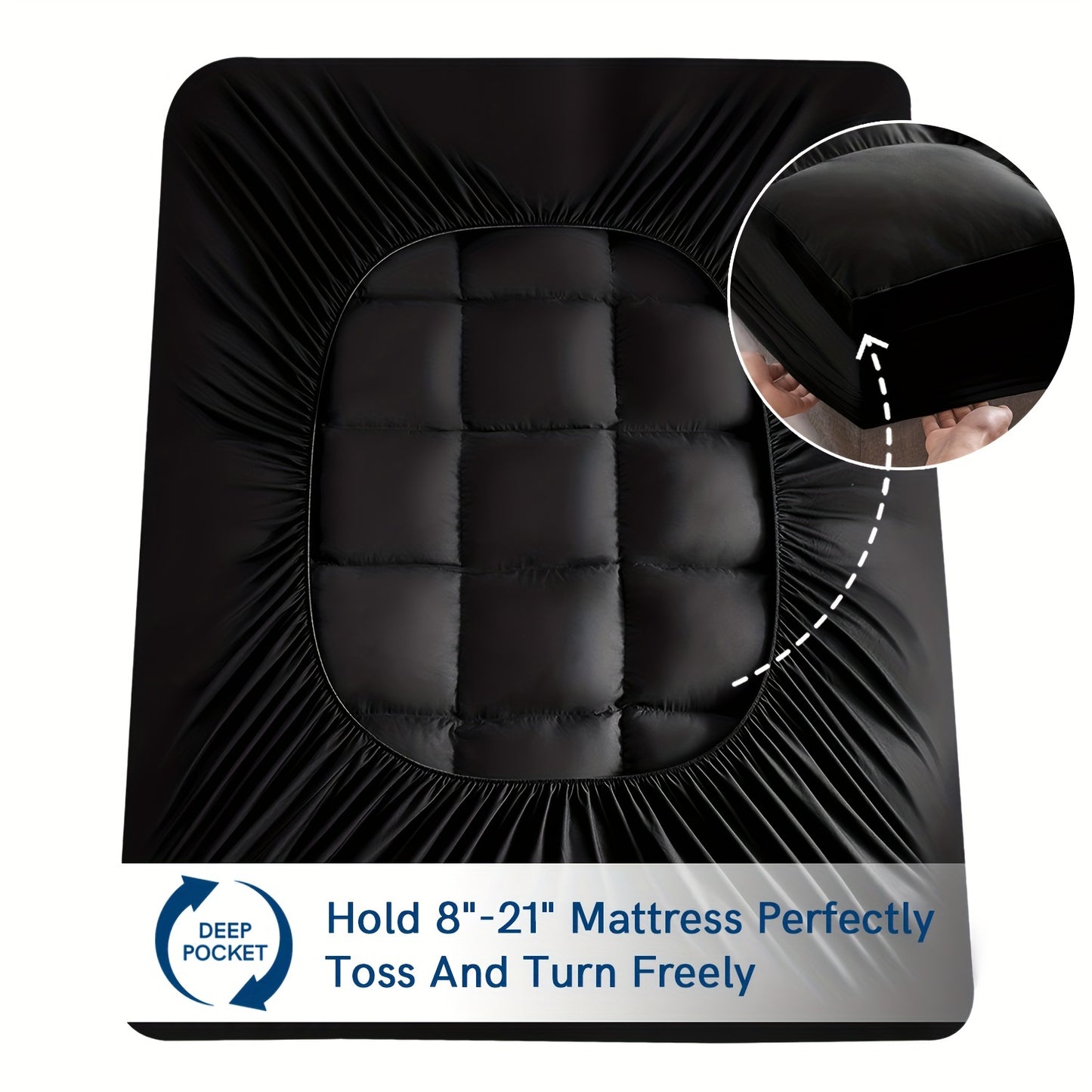 2inch Mattress Topper For Back Pain, Extra Thick Mattress Pad Cover, Plush Soft Pillowtop With Elastic Deep Pocket, Overfilled Down Alternative Filling