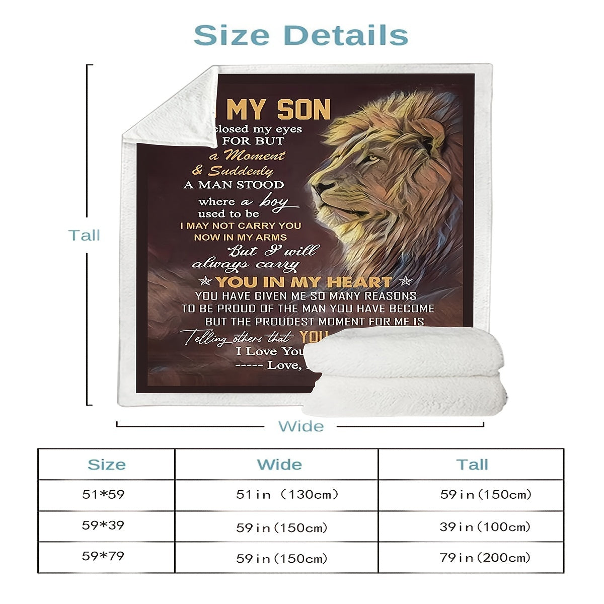 1pc Lion Flannel Blanket, To My Son From Mom Blanket, Warm Cozy Soft Throw Blanket For Couch Bed Sofa
