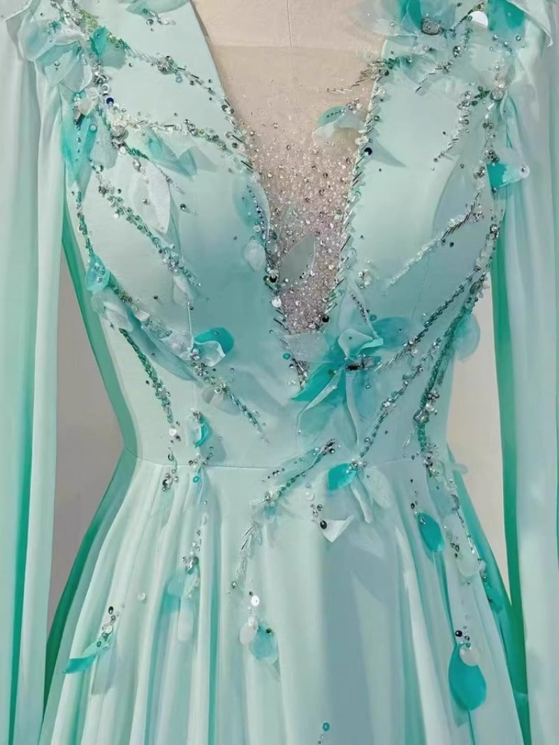 Temperament host evening dress 2025 new high-end sense thin student art test guzheng vocal solo performance suit female
