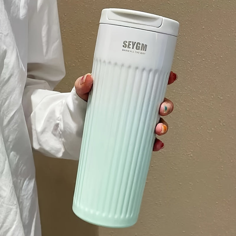 500ml Gradient Insulated Stainless Steel Coffee Tumbler - Wide Mouth, Double-Layer Heat Preservation, Reusable Travel Mug with Silicone Base - Perfect for On-the-Go Coffee Lovers
