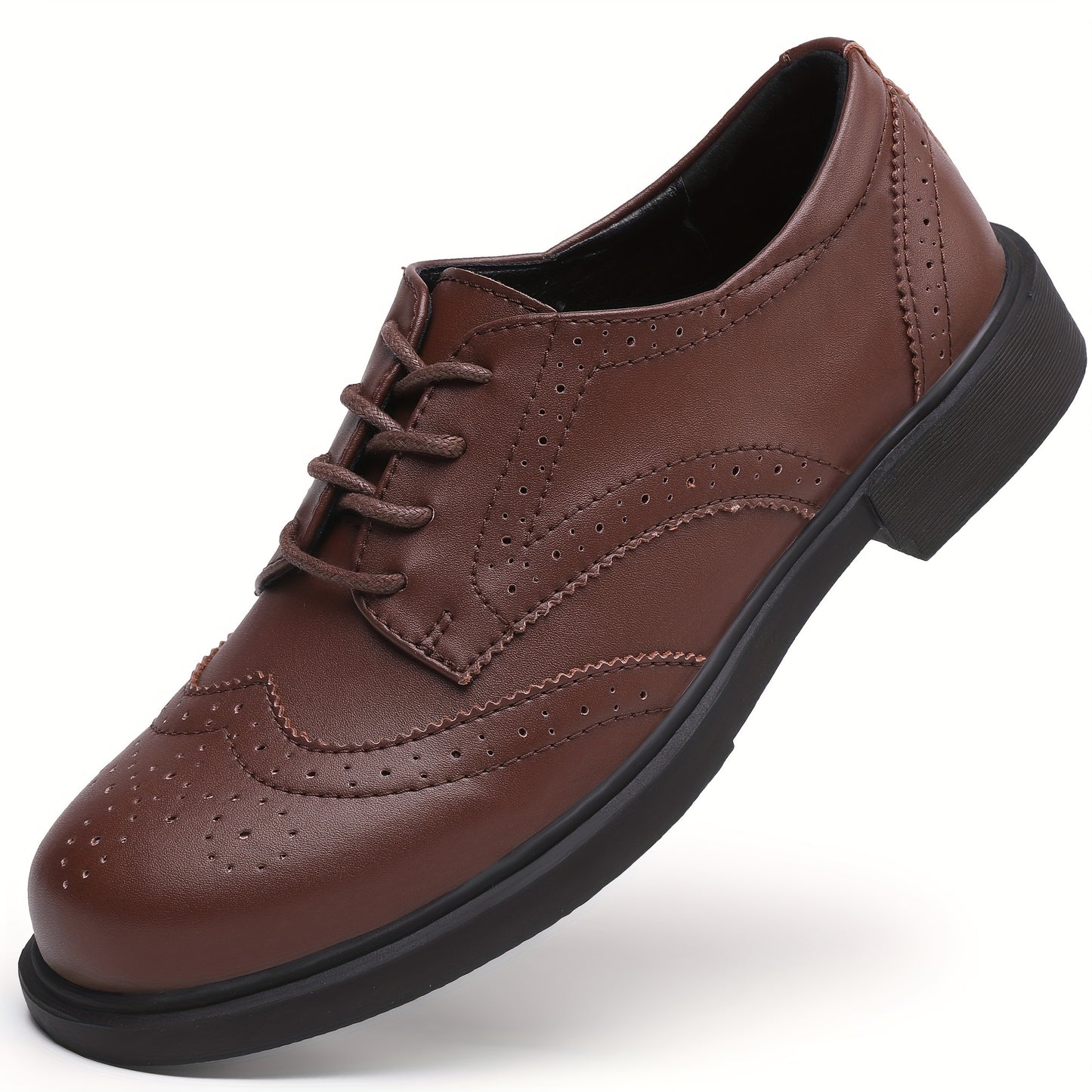 Women's Classic Oxford Lace Up Business Dress Pointed Thick Leather Formal Shoes