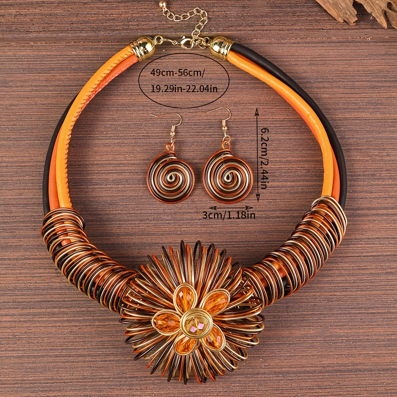 3pcs Earrings Plus Necklace Exaggerated Jewelry Set Colorful Flower Design Stunning Party Accessories Traditional Bridal Accessories