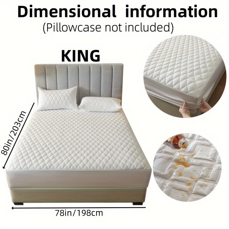 1pc Solid Color Luxurious Mattress Protector - Waterproof, Soft & Cozy Cover - Non-slip All-inclusive Guest Room Bedding - Excludes Pillowcase & Pillow Insert