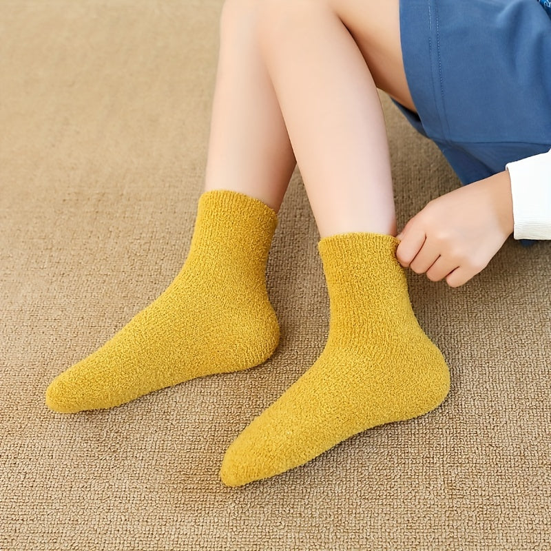 3pairs Boys Girls Kids Thickened Warm Socks For Winter, Loose Top Comfy Crew Socks, Children's Trendy Socks