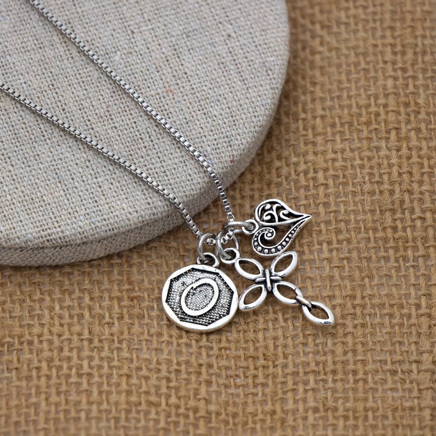 1pc Silvery Initial A-Z Square Chain Necklace For Men Women, Letter Heart Cross Pendant Necklaces, Valentine's Day Birthday Jewelry Gifts