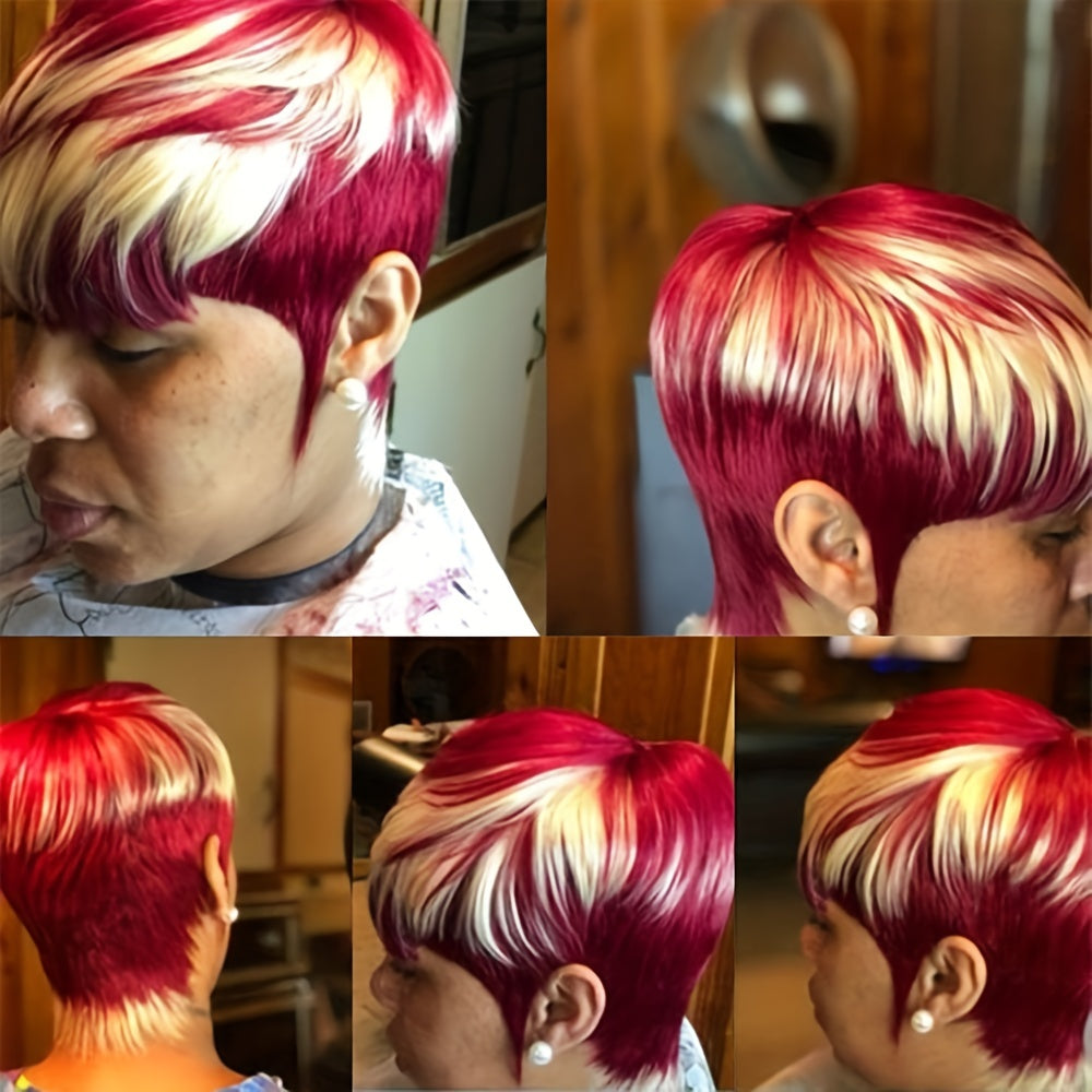 Real Human Hair Pixie Cut Wig for Black Women Short Wigs for Black Women Brazilian Virgin Human Hair Glueless Wig None Lace Front Full Machine Made Layered Wig Pixie Wigs for Black Women Haircut Short Wigs for Daily Use