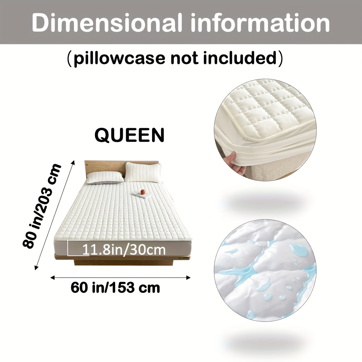 1pc Deluxe Hypoallergenic Mattress Protector - Deep Pocket, Quilted, Waterproof and Soft, for Comfortable Sleep in Bedroom or Guest Room