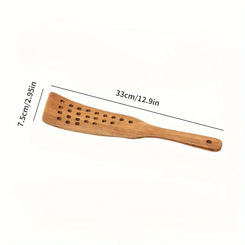 1pc Multifunctional Wooden Slotted Turner - Non-Stick, Heat-Resistant, Ergonomic Handle, Perfect for Pancake Cooking, Kitchen Gadgets, Cheap Items for Home Cooking, Cooking Essentials