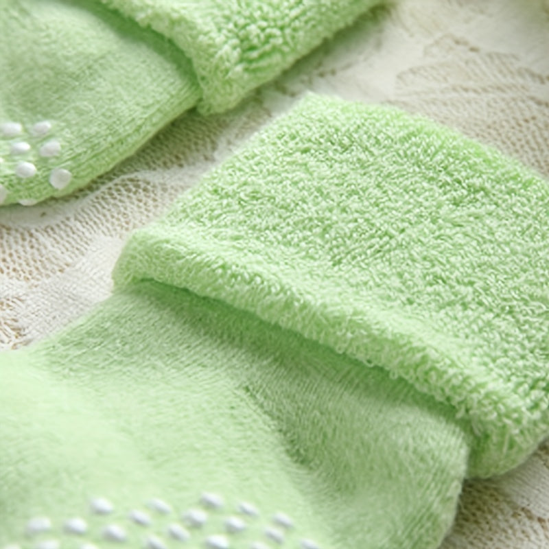 6pairs Boys Girls Kids Thickened Warm Socks, Anti-skid Socks, Casual Plain Color Socks, Toddlers Children's Trendy Socks