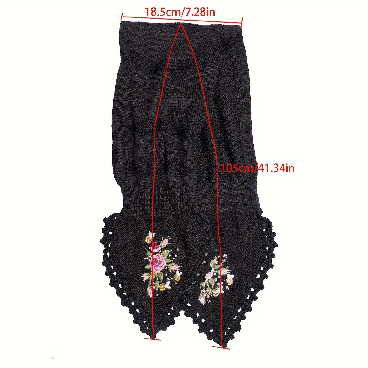 Vintage-Inspired Embroidered Knit Scarf - Soft, Warm, Windproof, and Elastic - Perfect for Weekend Casual Wear in Autumn and Winter