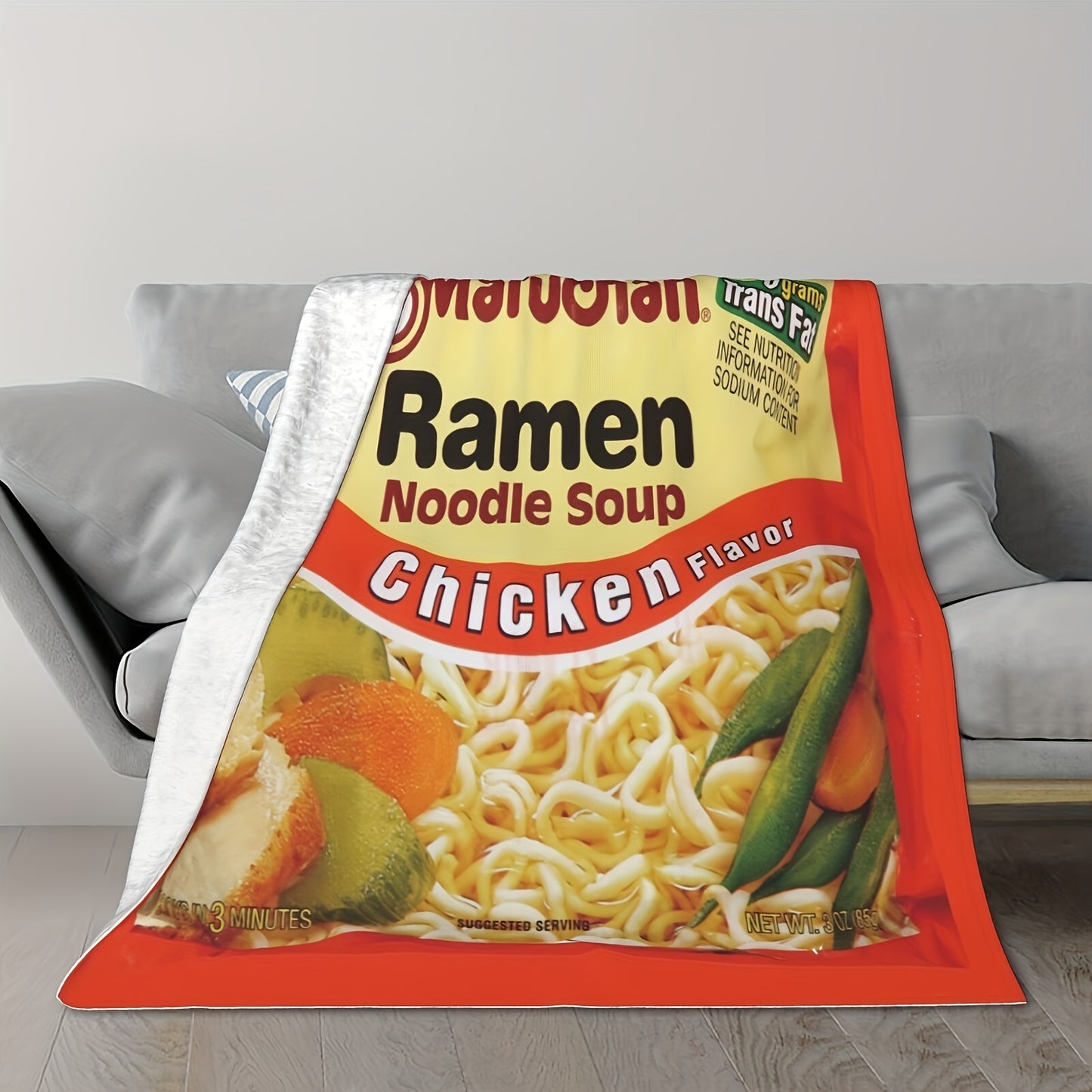 1pc Cozy Chicken Flavored Noodle Soup Inspired Plush Blanket - Ultra-Soft, Lightweight, and Warm Microfiber Throw for All Seasons, Perfect for Snuggling Up on Sofa, Couch, Office, Camping, and Outdoor Adventures - Machine Washable, Easy Care, and Versatil