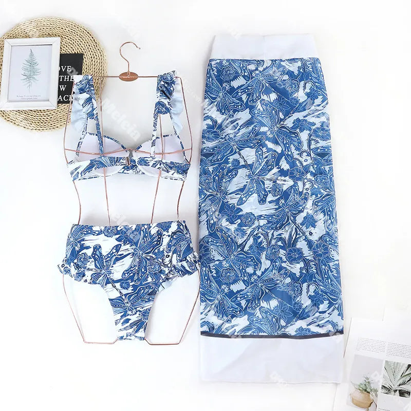 Sexy High Waist Bikini Dragoy Printed Swimwear Designer Vintage Dress Women Swimming Suit Beach Clothes for Lady
