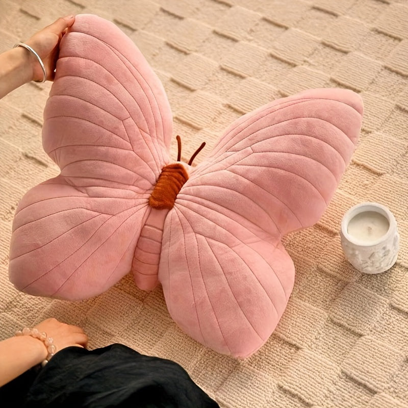 Pink Butterfly Plush Throw Pillow - Ultra-Soft, Hypoallergenic Polyester Cushion for Cozy Rest, Decorative Accent, and Vibrant Room Addition - Perfect for Living Room, Bedroom, or Office