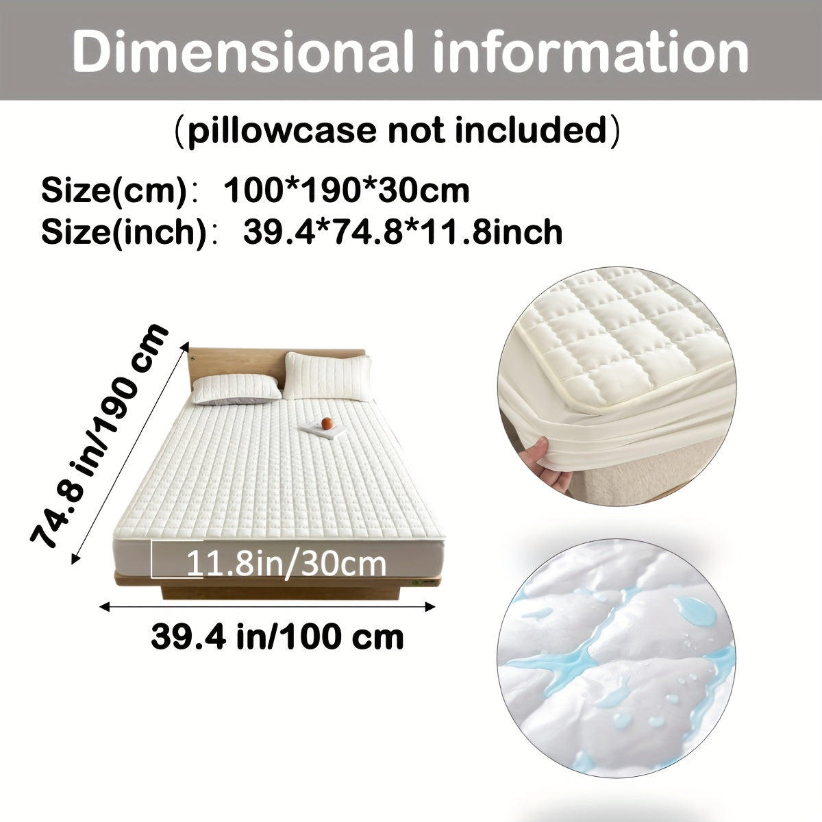 1pc Deluxe Hypoallergenic Mattress Protector - Deep Pocket, Quilted, Waterproof and Soft, for Comfortable Sleep in Bedroom or Guest Room