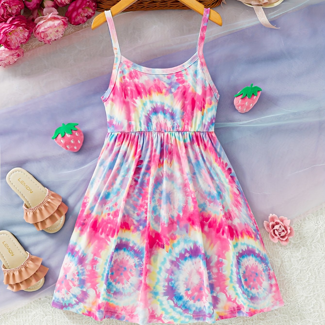 Charming Sweet Tie Dye Cami Dress for Girls - Dreamy Sleeveless Style - Perfect Summer Vacation Beach Wear Gift Idea