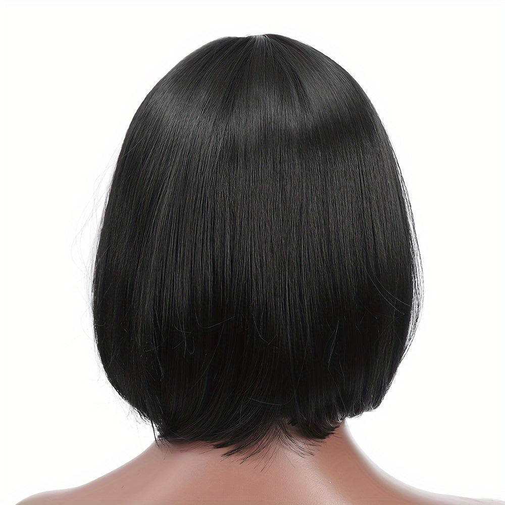 10 Inch Vibrant Short Bob Wigs with Bangs - Heat Resistant, Straight, Ombre, Synthetic Hair Replacement Wigs for Women - Perfect for Daily Wear, Party, Halloween, and Cosplay