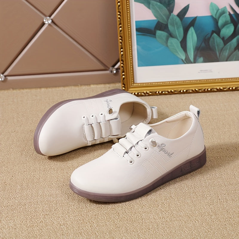 Comfortable Solid Color Oxford Shoes for Women - Non Slip, Lightweight, Soft Sole, Low-Top, Perfect for Daily Walking and Casual Occasions - All-Season, Plain Toe, Easy Slip-On Design