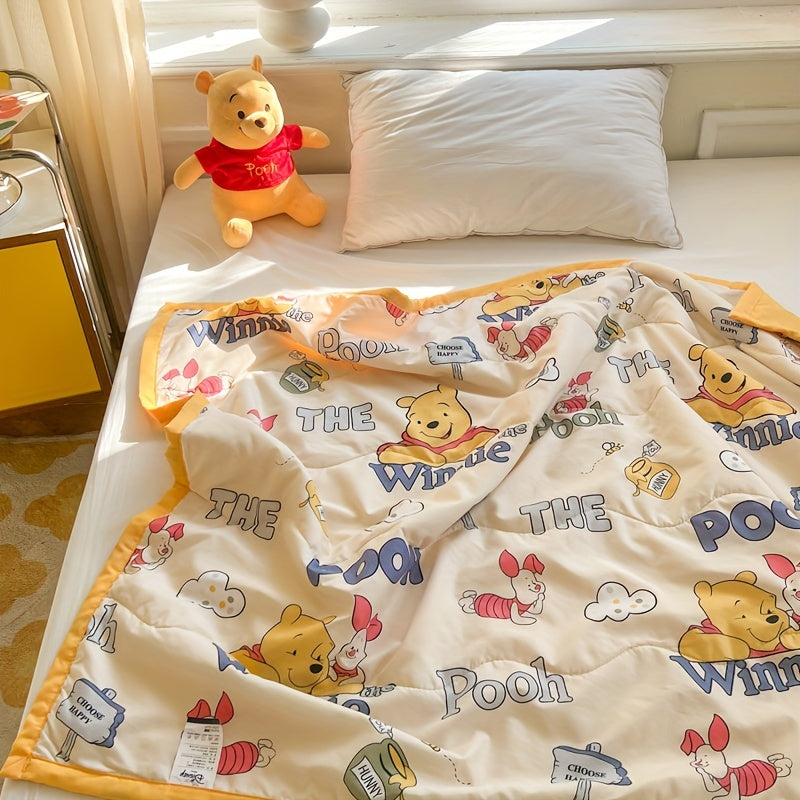 UME Cute Cartoon Summer Cooling Quilt - Winnie, Mickey & Minnie Design | Lightweight Polyester Blanket for All Seasons | Perfect for Bedroom, Dorm Room Decor Cool Rugs For Bedroom Cute Blanket