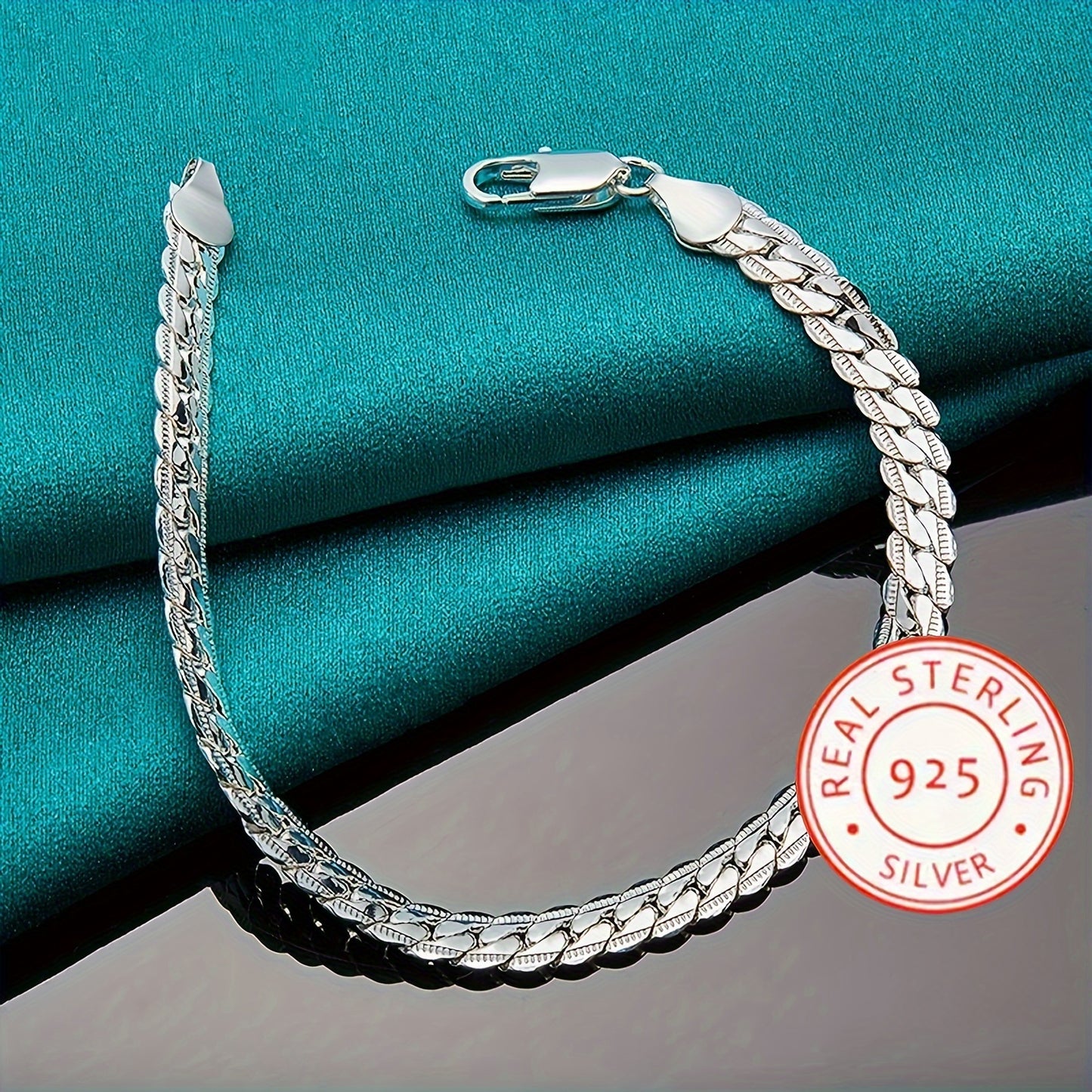 1pc Exquisite S925 Sterling Silver 5mm Cuban Chain Bracelet - Timeless Unisex Jewelry Gift for Men and Women - Hypoallergenic, Nickel-Free, Durable, and Stylish Accessory for Any Occasion