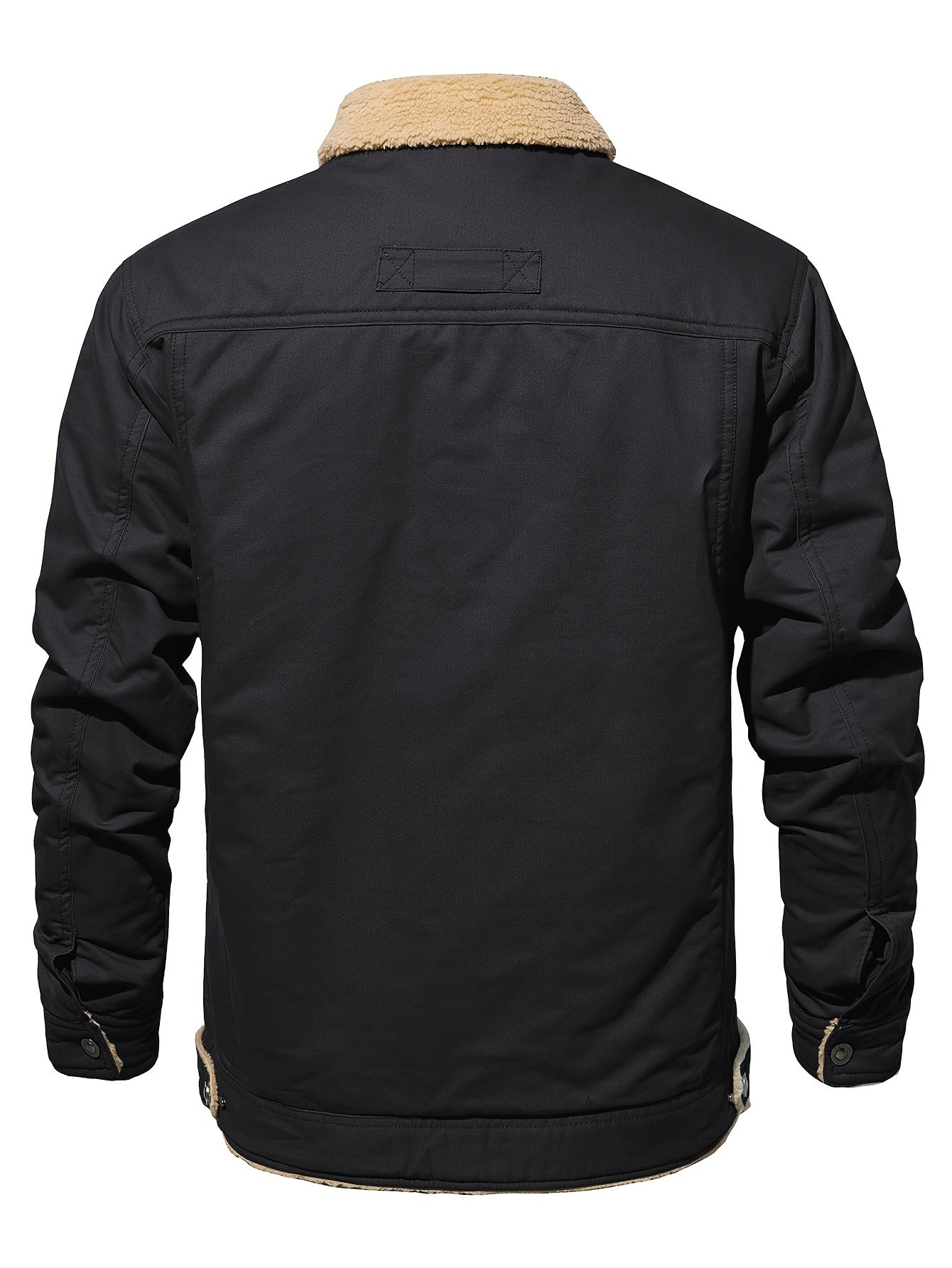 Men's Plus Size Lapel Fleece Jacket Coat Winter Windproof Metal Button Fleece Lined Warm Jacket Adjustable Snap Button Cuffs And Hem Multiple Pockets Soft And Comfortable For Traveling Work Motorcycle Riding Hiking Camping Golf Fleece Warm Jacket