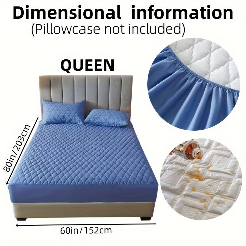 1pc Solid Color Luxurious Mattress Protector - Waterproof, Soft & Cozy Cover - Non-slip All-inclusive Guest Room Bedding - Excludes Pillowcase & Pillow Insert