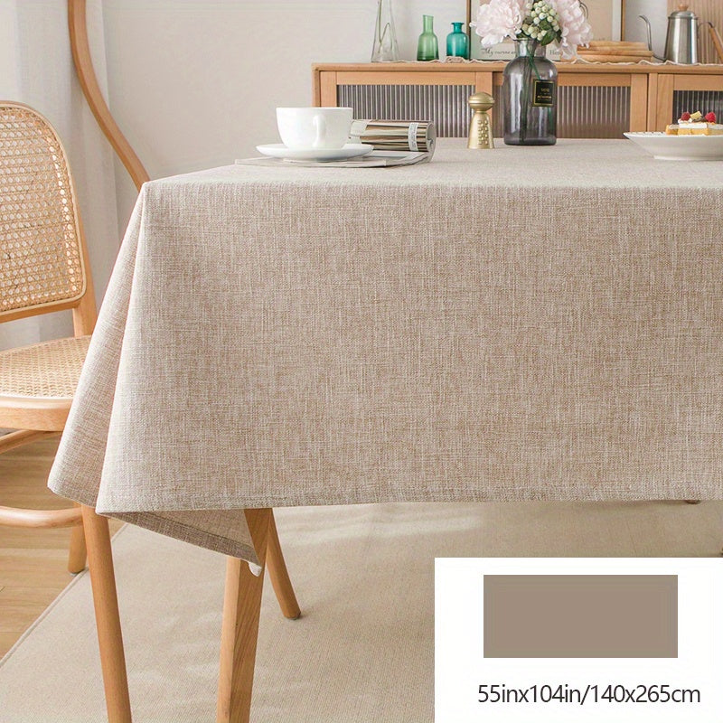 1pc Solid Color Polyester Linen Tablecloth - Square Table Coffee Table Cloth for Home Decor - Simple Style Desk Tablecover with Stain-Resistant and Easy-Care Fabric